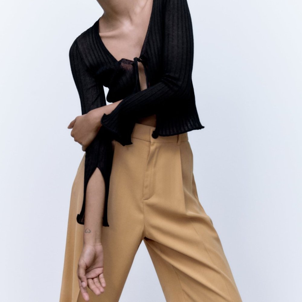 NWT ZARA FULL LENGTH PANTS LIGHT CAMEL - Picture 6 of 6